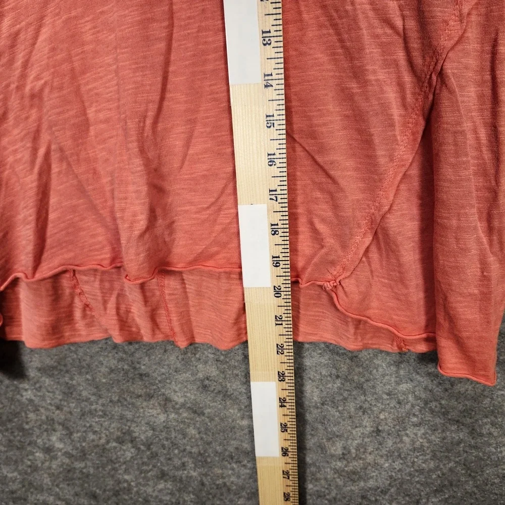 Free People Top Womens Small Orange Beaded Burnout Semi Sheer Boho Boxy Shirt